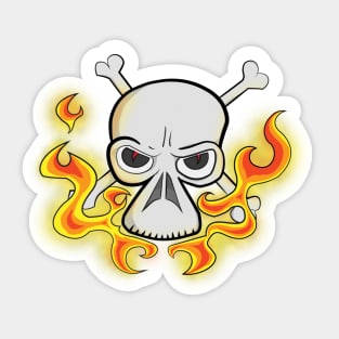 Skull and Fiery Flames Sticker